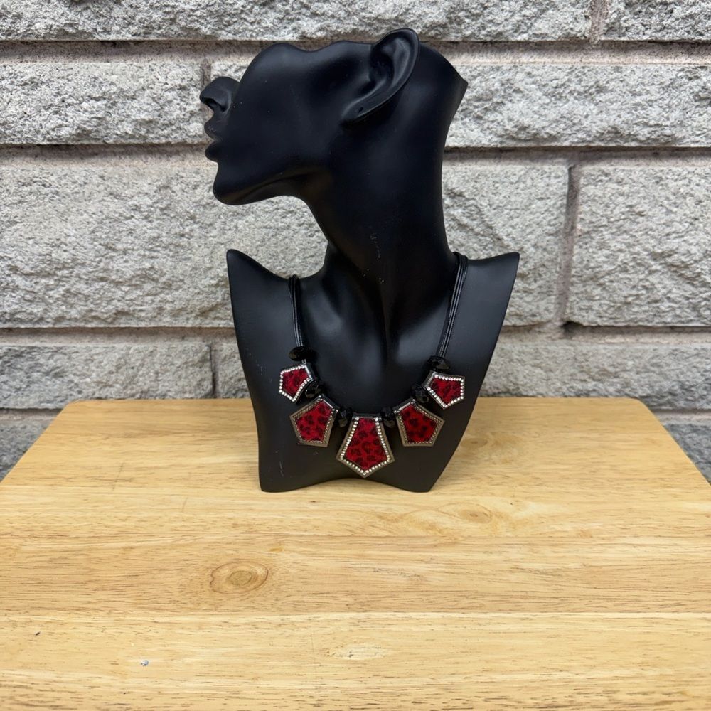 Stunning Red and Black Animal Print Velvet Necklace